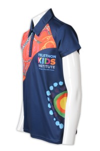 P1293   Custom-made women's sublimation to make short sleeves sublimation Polo American charity event contrast color collar royal blue